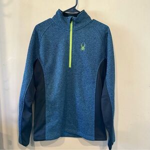 Spyder 1/2 zip knit heathered blue warm winter jacket size medium